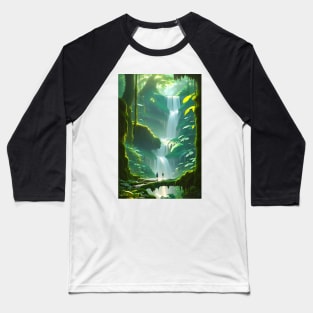 Cute Couple in Waterfalls in a Forest Baseball T-Shirt